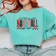 Retro Checkered Tired But Caffeinated Baseball Mom Leopard Comfort Colors Sweatshirt Butter