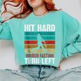 Retro Hit Hard Run Fast Turn Left Baseball Lover Comfort Colors Sweatshirt Butter