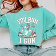 You Run I Gun Baseball Catcher Softball Player Comfort Colors Sweatshirt Butter