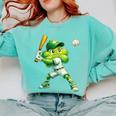 Shamrock Playing Baseball St Patricks Day Men Boys Kid Comfort Colors Sweatshirt Butter