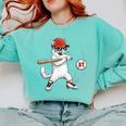 Six Seven 67 Baseball Cat Birthday Men Kids Boys Comfort Colors Sweatshirt Butter