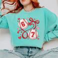Six Seven Baseball Lover Sports Red Heart Bow Valentine Girl Comfort Colors Sweatshirt Butter