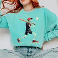 Skeleton Baseball Halloween Costume Men Boys Kids Comfort Colors Sweatshirt Butter Skeleton Baseball Halloween Costume Men Boys Kids Comfort Colors Sweatshirt Butter