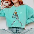 Spooky Season Skeleton Baseball Player Halloween Batter Comfort Colors Sweatshirt Butter