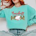 Sport Mom Leopard Mother's Day Baseball Mommy Mama Comfort Colors Sweatshirt Butter