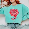 Sporty Rose Graphic With Baseball And Rugby Ball Petals Comfort Colors Sweatshirt Butter