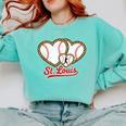 St Louis Leopard Heart Baseball Batter Boys Fan Comfort Colors Sweatshirt Butter