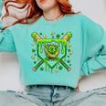 St Patricks Day Baseball Ice Cream Shamrock Baseball Player Comfort Colors Sweatshirt Butter