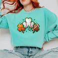 St Patricks Day Shamrock Sports Baseball Basketball Football Comfort Colors Sweatshirt Butter St Patricks Day Shamrock Sports Baseball Basketball Football Comfort Colors Sweatshirt Butter