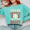 Stealing Hearts Like I Steal Bases Baseball Valentine Retro Comfort Colors Sweatshirt Butter