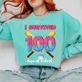 I Survived 100 Days Of School Baseball Cream Drip Boys Comfort Colors Sweatshirt Butter