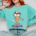 USA Patriotic Baseball Ice Cream Cone Freedom Comfort Colors Sweatshirt Butter USA Patriotic Baseball Ice Cream Cone Freedom Comfort Colors Sweatshirt Butter
