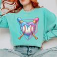 Valentines Baseball Heart Dripping Ice Cream Gen Z Alpha Comfort Colors Sweatshirt Butter