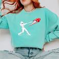 Valentines Day Baseball Batter Silhouette Heart Comfort Colors Sweatshirt Butter