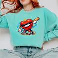 Valentines Day Baseball Dabbing Red Heart Love Boys Comfort Colors Sweatshirt Butter Valentines Day Baseball Dabbing Red Heart Love Boys Comfort Colors Sweatshirt Butter