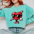 Valentines Day Baseball Heart Bat Sunglasses Men Boys Kids Comfort Colors Sweatshirt Butter