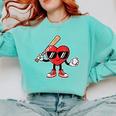 Valentines Day Heart Baseball Player Sports Boys Kids Men Comfort Colors Sweatshirt Butter