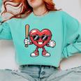Valentines Day Heart Playing Baseball Boys Men Kids Girls Comfort Colors Sweatshirt Butter