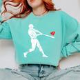 Valentines US Baseball Player Silhouette Heart Comfort Colors Sweatshirt Butter
