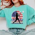 Women's Batter Patriotic American Flag Baseball Silks Comfort Colors Sweatshirt Butter Women's Batter Patriotic American Flag Baseball Silks Comfort Colors Sweatshirt Butter