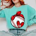 Womens Custom Baseball Mom Number 12 Heart For Mom Mommy Premium Comfort Colors Sweatshirt Butter