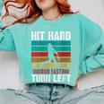 Women's Retro Hit Hard Run Fast Turn Left Baseball Lover Comfort Colors Sweatshirt Butter