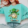 Women's St Patricks Day Baseball Leprechaun Shamrock Player Boys Kid Comfort Colors Sweatshirt Butter