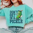 Youth Baseball Catcher Humor Don’t Get In A Pickle Comfort Colors Sweatshirt Butter