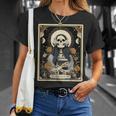 The Audiobook Girl Books Headphones Tarot Card Skeleton T-Shirt Gifts for Her