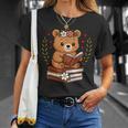 Bear Reading Book Graphic Bear With Book Floral T-Shirt Gifts for Her Bear Reading Book Graphic Bear With Book Floral T-Shirt Gifts for Her