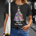 Book Christmas Tree Xmas Lights Librarian Merry Christmas T-Shirt Gifts for Her