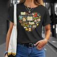 Book Lover Heart Reading Stack Bookworm T-Shirt Gifts for Her