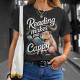 Book Lover Reading Makes Me Cappy Pun Capybara Reading T-Shirt Gifts for Her