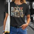 Book Nerd Vintage Floral Aesthetic Leopard Print T-Shirt Gifts for Her