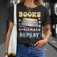 Book And Pajama Books Pajamas Repeat Librarian T-Shirt Gifts for Her