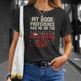 My Book Preference Naughty List Readers Christmas Joke T-Shirt Gifts for Her My Book Preference Naughty List Readers Christmas Joke T-Shirt Gifts for Her