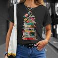 Book Stack With Flowers Reading Lover Bookish T-Shirt Gifts for Her