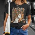 Bookish Ghost Haunted Library Cat Bookworm Book Lover T-Shirt Gifts for Her