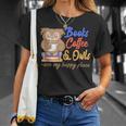 Books Coffee & Owls Are My Happy Place Book Lovers T-Shirt Gifts for Her