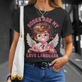 Books Are My Love Language Reading Lover I Valentines Cupid T-Shirt Gifts for Her