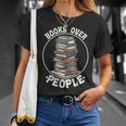 Books Over People Rainbow Reading Bookworm Book Lovers T-Shirt Gifts for Her