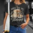 Books Are My Therapy Floral Book Lover Reading Bookworm Nerd T-Shirt Gifts for Her