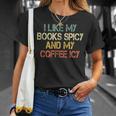 I Like My Books Spicy Coffee Icy Romance Book Lover T-Shirt Gifts for Her
