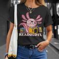 Bookworm Readolot Mexican Salamander Book Reading Axolotl T-Shirt Gifts for Her