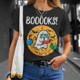 Boooks Ghost Read Book Halloween Teacher Librarian Men Women T-Shirt Gifts for Her
