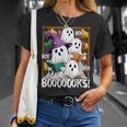 Boooks Ghosts Reading Book Retro Halloween Teacher Librarian T-Shirt Gifts for Her