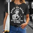 Born To Read Forced To Work Bookworm Librarian Retro Bookish T-Shirt Gifts for Her