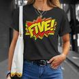 Boy Five Superhero Comic Book Hero 5th Birthday Boy 5 Years T-Shirt Gifts for Her