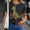 Brachiosaurus Dinosaur Reading Book Nerd T-Shirt Gifts for Her