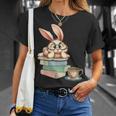 Bunny With Books And Coffee Reading Booknerd Bookish Easter T-Shirt Gifts for Her